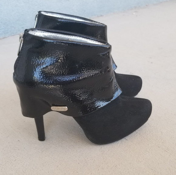 Dereon Black Patent Leather & Suede Booties - Picture 2 of 7